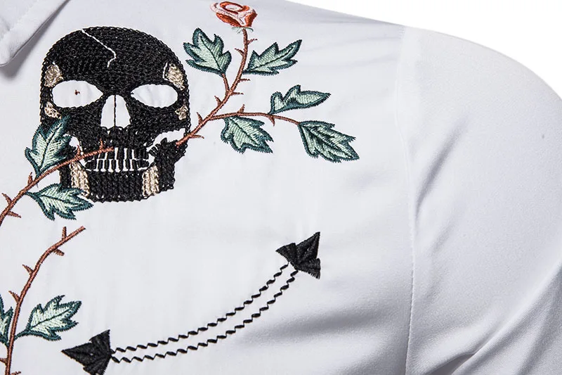 Мужская рубашка с длинным рукавом цветочной вышивкой | одежда