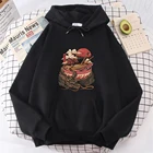 Толстовка мужская с капюшоном в стиле Харадзюку, свободная теплая худи в японском стиле, с рисунком дракона и рамен, уличная одежда в стиле хип-хоп