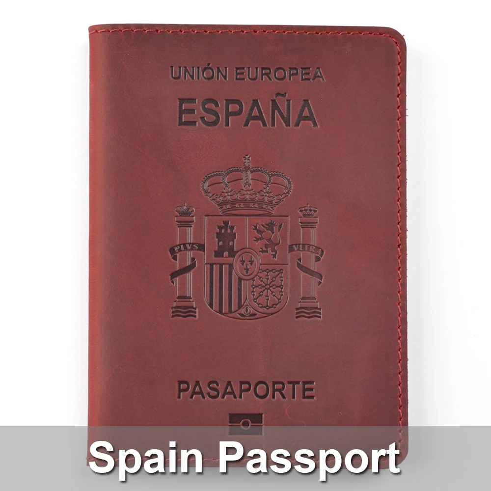 Высококлассная испанская натуральная кожа Обложка для паспорта Espana кредитный держатель для карт Винтажный Мужской Женский чехол для паспорта дорожный кошелек