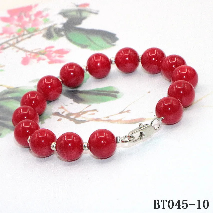 Высококачественный красный коралловый жемчужный браслет отдельные бусины