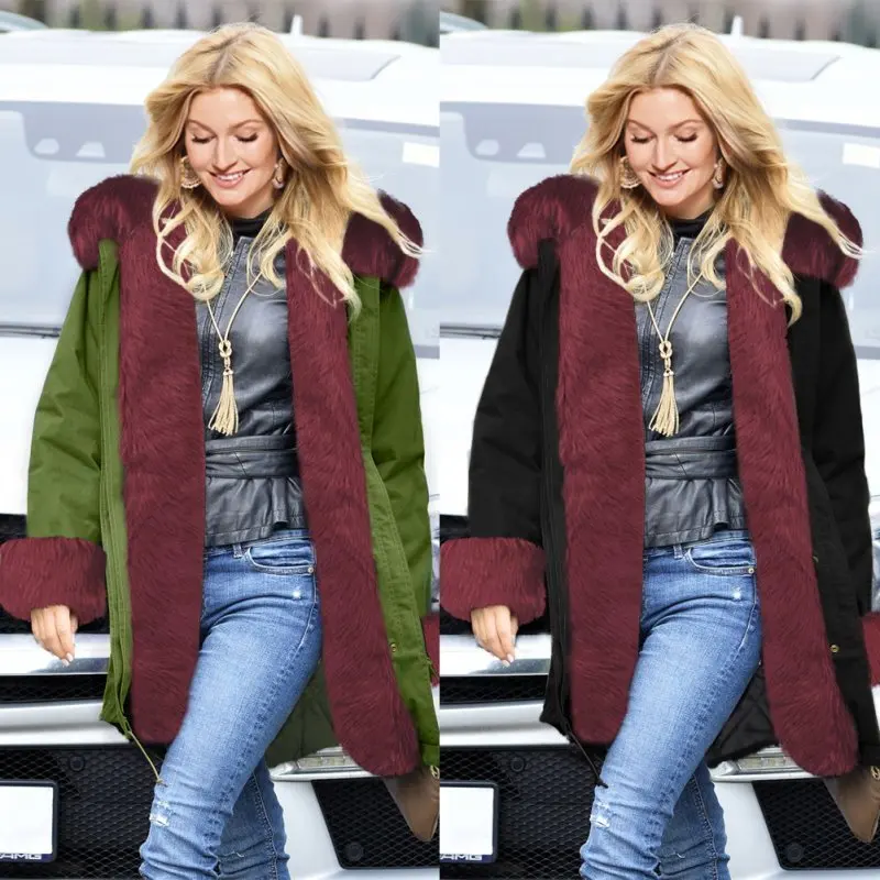 2020 Женское зимнее хлопковое пальто с капюшоном и меховым воротником верхняя