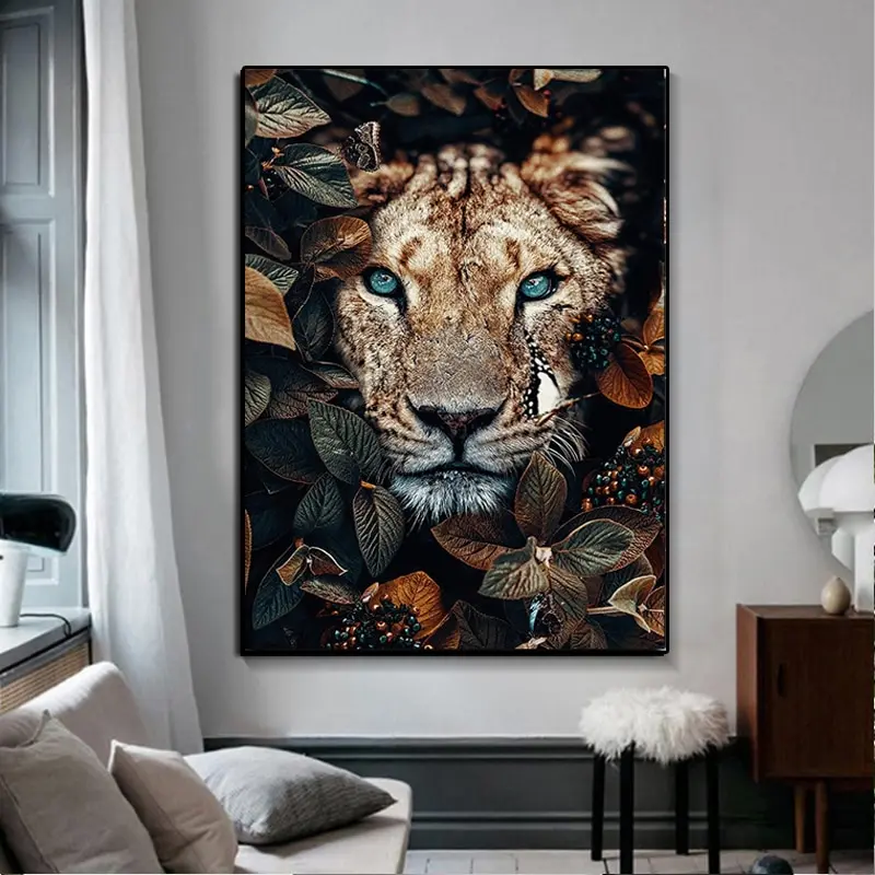 

Canvas Wall Art Poster Animal Poster Prints Tiger Lions Jungle Canvas Painting Lion Poster Living Room Decoration Wall Pictures