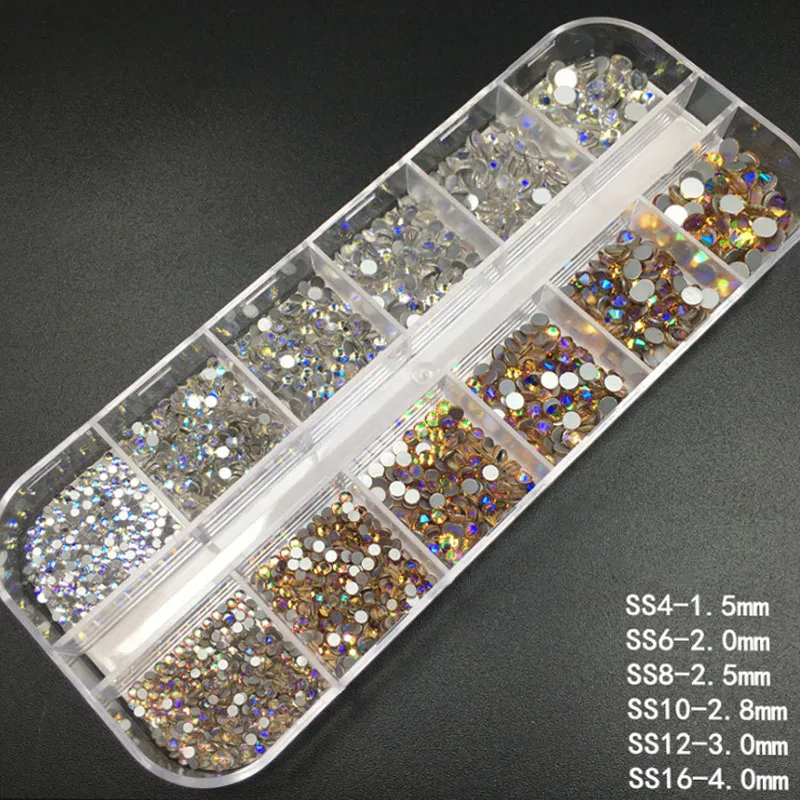 Swarovsky 1440 шт мульти-Размер 12 сетки с украшением в виде кристаллов AB 3D украшение для