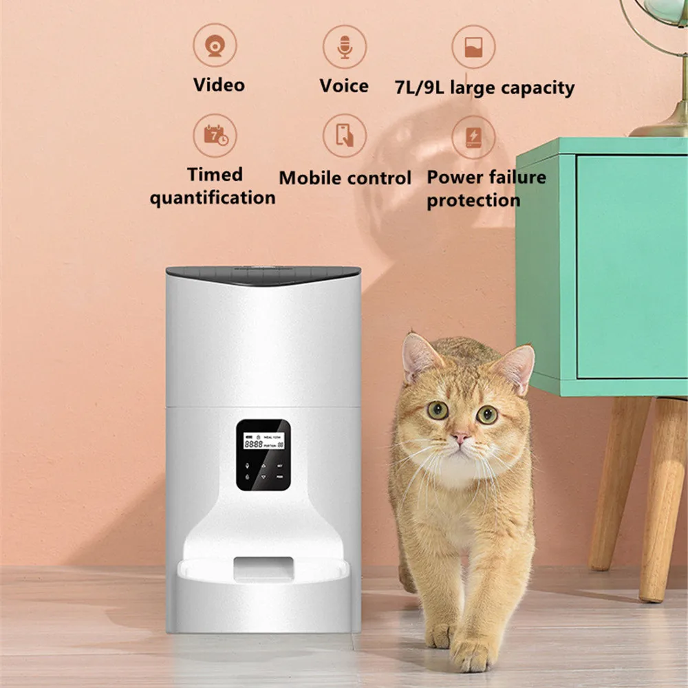 

[Video/Button/Wiff]7L/9L Intelligent Pet Feeder Timing Quantitative Cat Dog Large Capacity Food Dispenser APP Remote Control