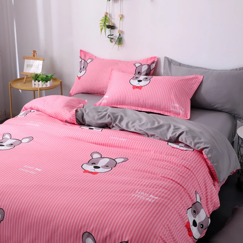 

Hot Sale Eat bones - Pink Bedding Cotton Four-Piece Set Printed Pillowcase Quilt Cover Bed Sheet Queen Size Bed King Size Bed