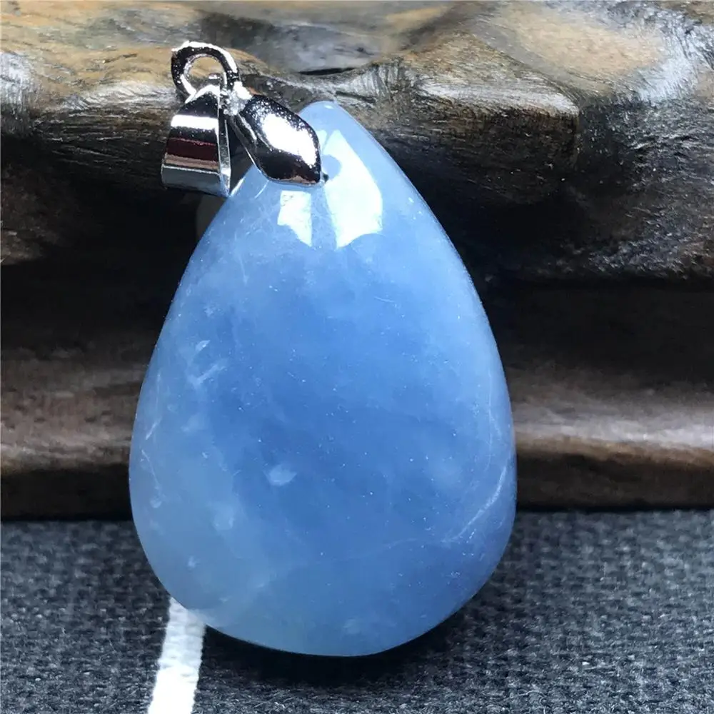 Топ Натуральный Синий аквамарин кулон для женщин мужчин кристалл серебро 27x19x10 мм
