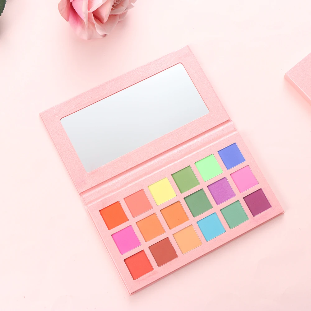 Палитра неоновых теней для век 18 цветов матовые и яркие тени шелковистая пудра