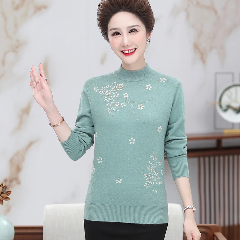 Осенне-зимний вязаный свитер с высоким воротником Женский плотный пуловер