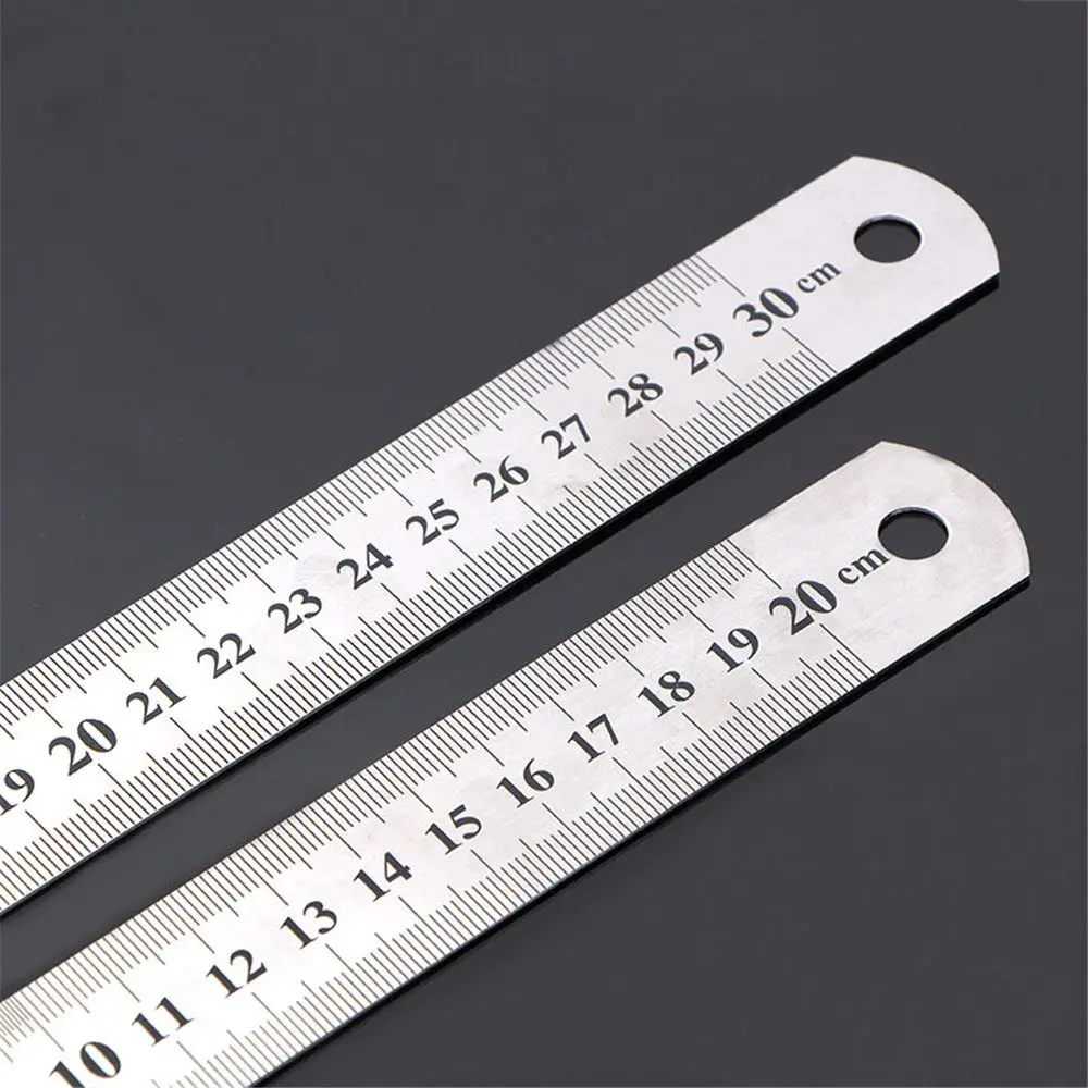 

2pcs Double Side Scale Metal Ruler 0.5mm Precision Stainless Steel Straight Ruler Measuring Tool School Office Drafting Supplies