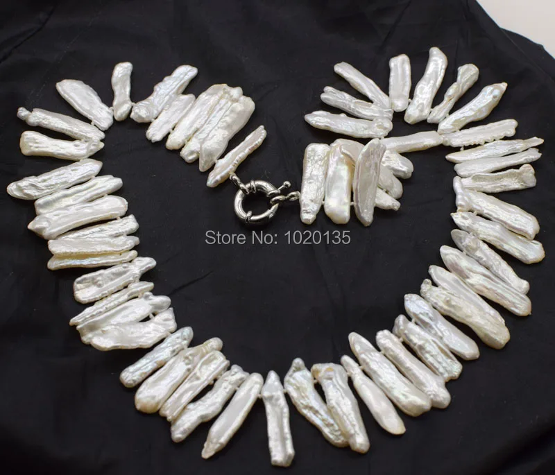 

WOW! freshwater pearl white biwa 13-18mm necklace 18inch nature FPPJ wholesale