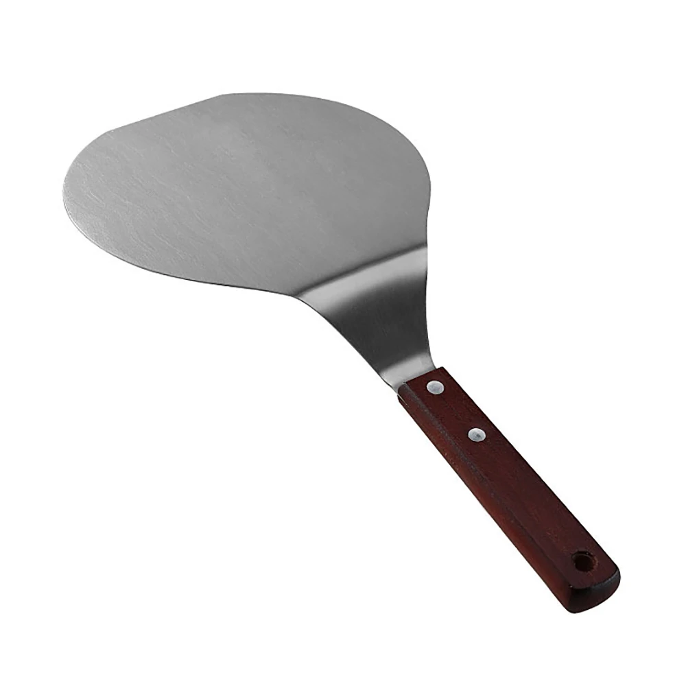 Лопатка для пиццы из нержавеющей стали круглая лопатка с деревянной ручкой