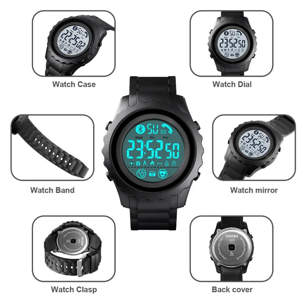 

SKMEI 2021 Men's Smart Digital Watch Creative Fashion Watch 30M Waterproof Bluetooth Watch men watch 1626