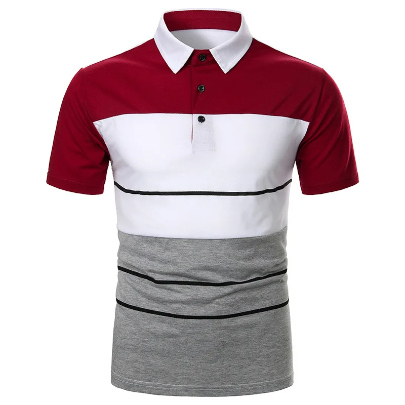

Summer Mens Short-sleeved Brand Clothing Golf Polo T-shirt Fashion Business Casual Cotton Male Strip High Quality Contrast Color