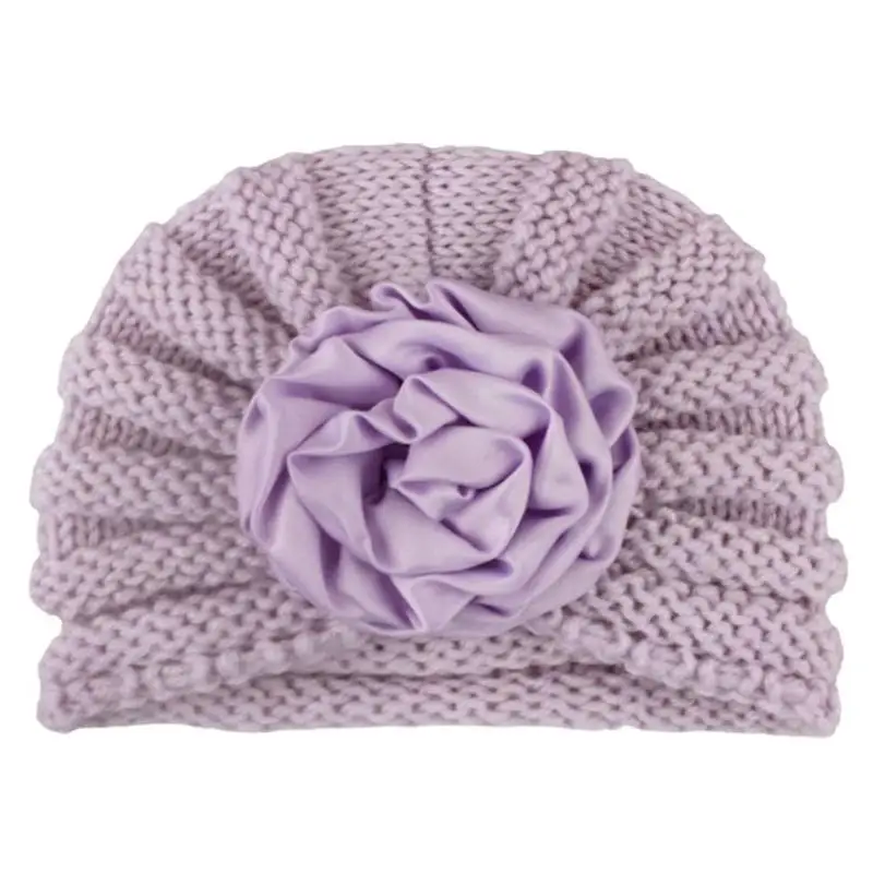 Осенне-зимняя детская шапка с цветочным рисунком Мягкая вязаная шапочка для
