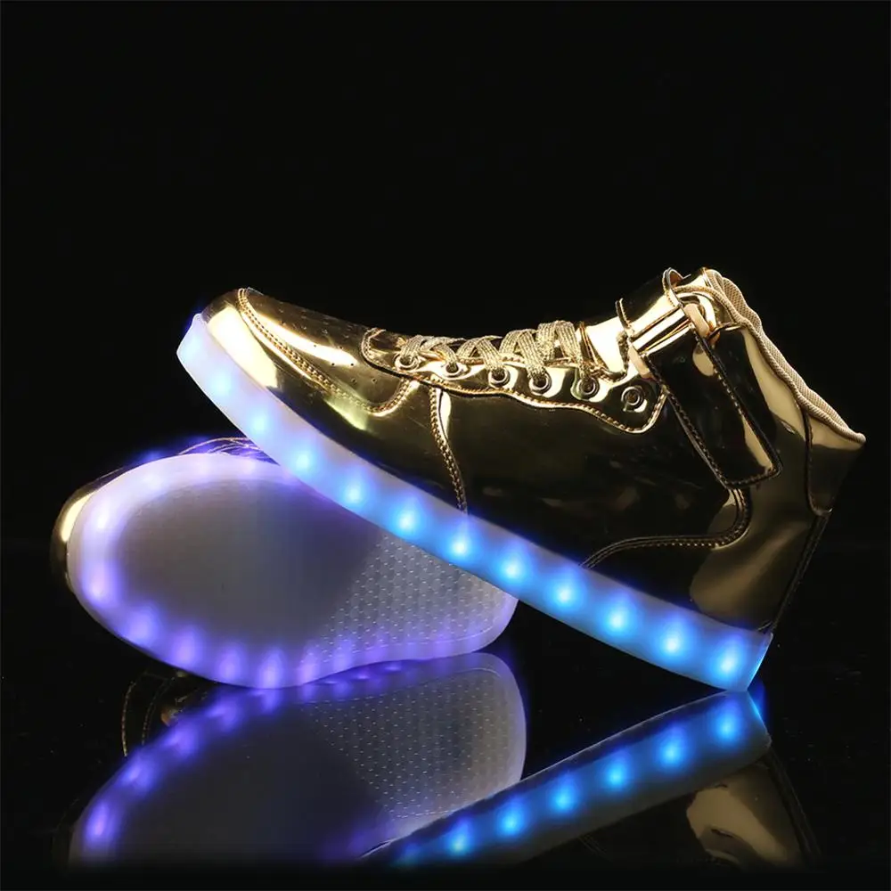 IGxx High Top LED Shoes Light Up For Men Sneakers USB Recharging Women Glowing Luminous Flashing Kids |