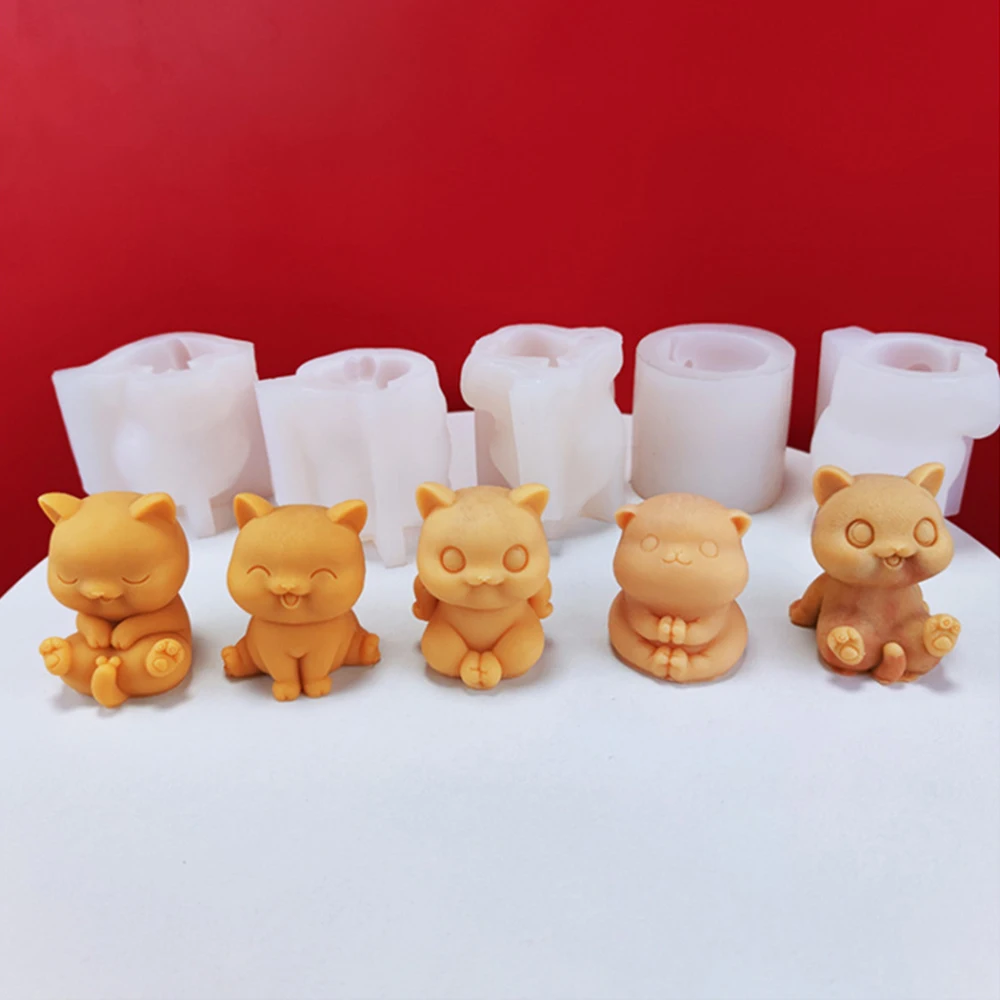 

New 3D Cute Cat Scented Candle Silicone Mold DIY Fondant Cake Handmade Soap Plaster Epoxy Resin Aroma Candle Mould Home Decor