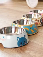 2021 stainless steel dog bowl food bowl double melamine cat bowl pet bowl feeding drinking water cat supplies dog bowl summer