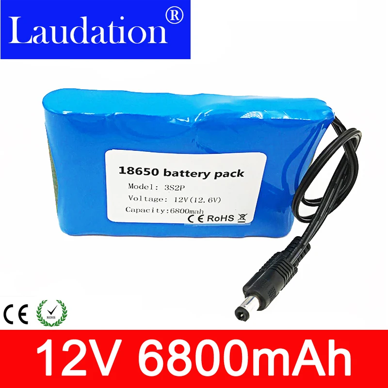 12v аккумулятор портативный супер перезаряжаемый 24V комплект литий-ионный батарей Емкость DC 12V 12,6 v 6800mah батарея CCTV Cam Monitor