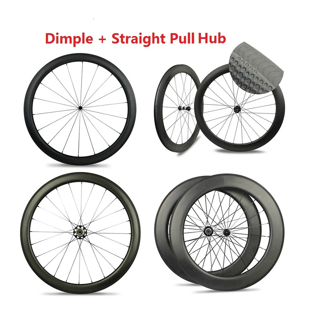 

Dimple Surface Carbon Road Bike Wheels Tubular / Clincher 45mm 50mm 58mm 80mm Wheelsets With RF08 Straight Pull Hub