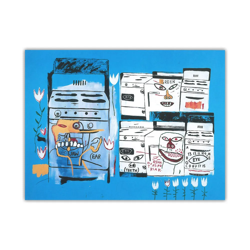 

Holover Jean Michel Basquiat "Stoves 1985"Abstract Graffiti Canvas Art Oil Painting Artwork Poster Wall Art Aesthetic Home Decor
