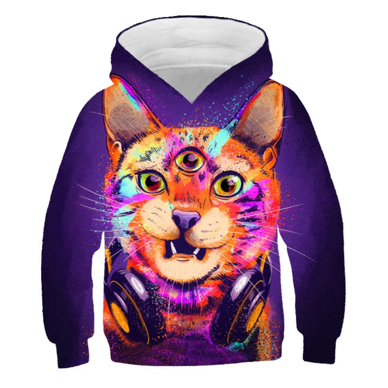 

3d-printed Fashion Cat Loose Hoodies For Boys And Girls Casual Sweatshirts Street Tops Cool Hoodies For Boys And Girl Cute cat