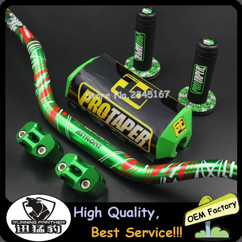 28 мм 1 1/8 ''печатная текстура 80 см Руль+ ручки+ барная стойка для Honda CRF250 CRF450 Байк внедорожный мотоцикл - Цвет: Зеленый