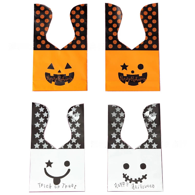 

2021 New Halloween Cute Pumpkin Ghost Bow Candy Bag Trick or Treat Candy Box Kids Favor Snack Box Happy Halloween Party Decor