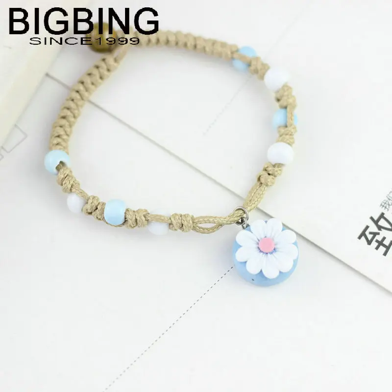 Y075 BIGBING ювелирные изделия модный синий белый керамический цветок бусы браслет
