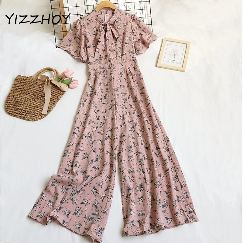 

Новинка, летние женские комбинезоны yраз в праздничном стиле с бантом и цветочным принтом, женские комбинезоны с коротким рукавом и вышенно...