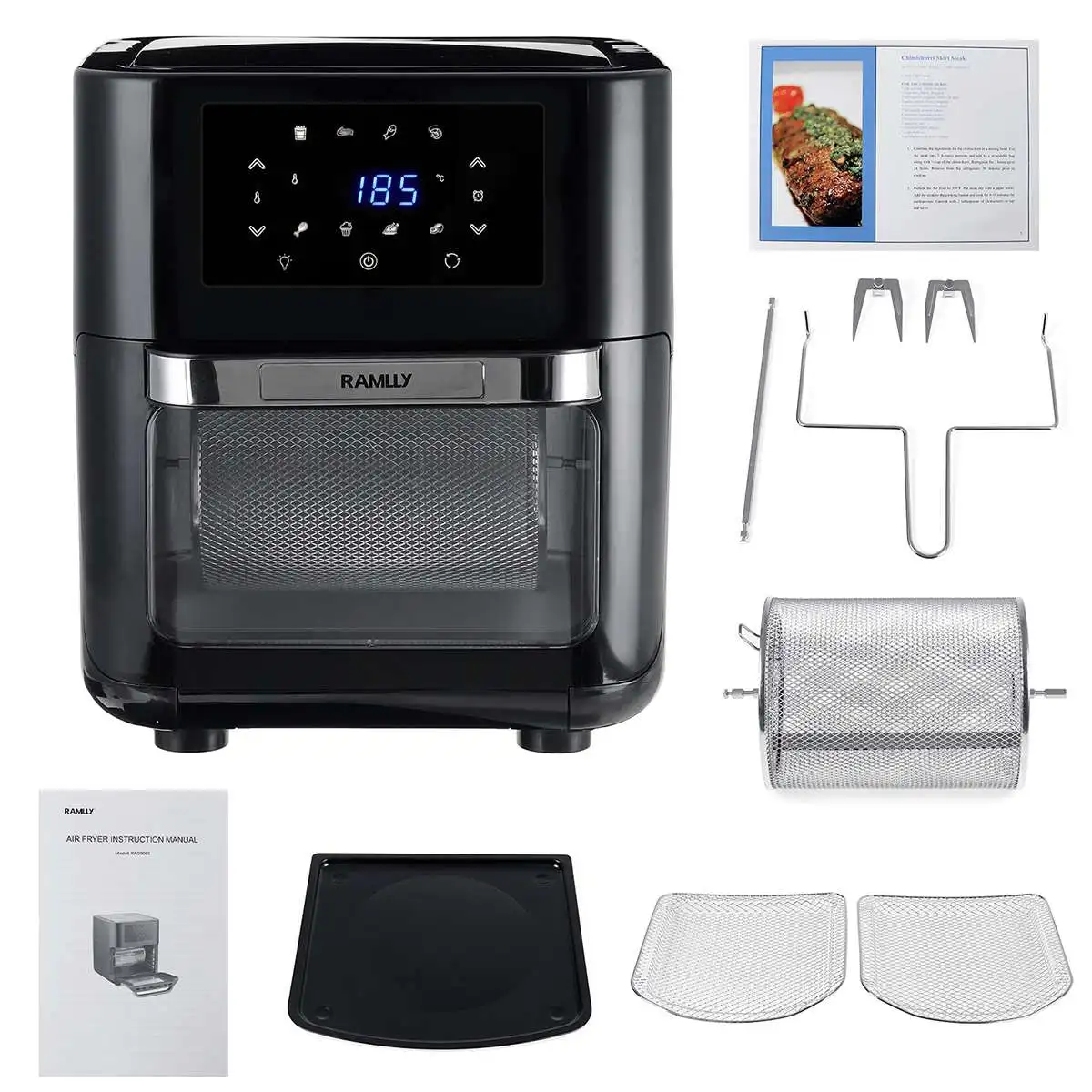 

1700W Air Fryer Oven Toaster Multifunctional Electric Deep Fryer Oil Free Health Air Fryer Pizza Cooker LED Touch Screen Oven