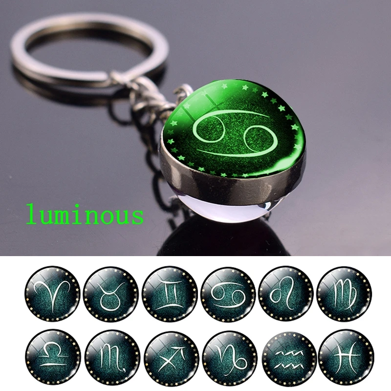 Светящийся брелок для ключей Созвездие прозрачный стеклянный шар с изображением