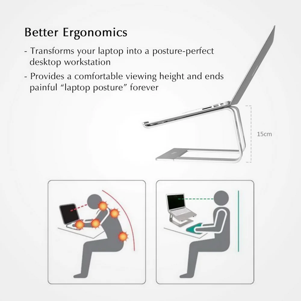 Алюминиевая Подставка для ноутбука эргономичная металлическая охлаждающая