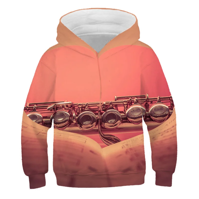 

Music notation Children's Hoodies Sweatshirts Girl Kids White Tshirt polyester Pullover Tops for Boys Autumn Clothes 4-14 Years