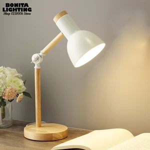 Nordic eye protection small table lamps for living room Macaron candy color Folding rotating wood table lamp dimming