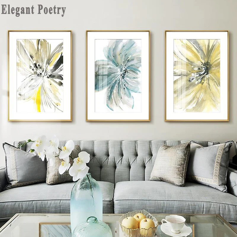 

Flowers Watercolor Abstract Canvas Art Painting Print Poster Picture Wall Nordic Style Living Room Bedroom Modern Home Decor