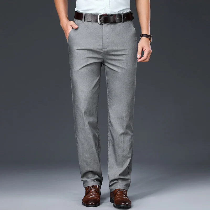 Брюки мужские классические деловые облегающие офисные штаны слаксы лето