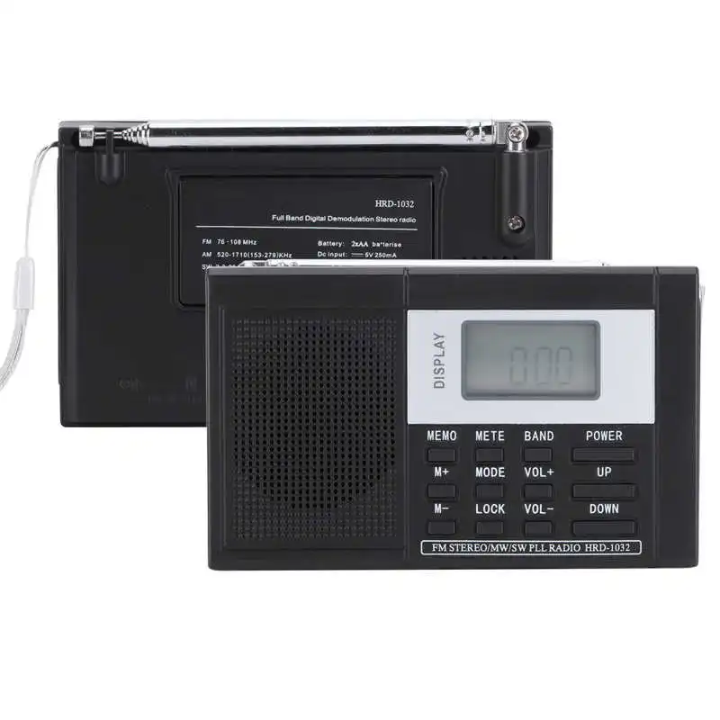Портативное мини-радио цифровые часы FM/AM/SW/MW стерео радио FM-радиоприемник с