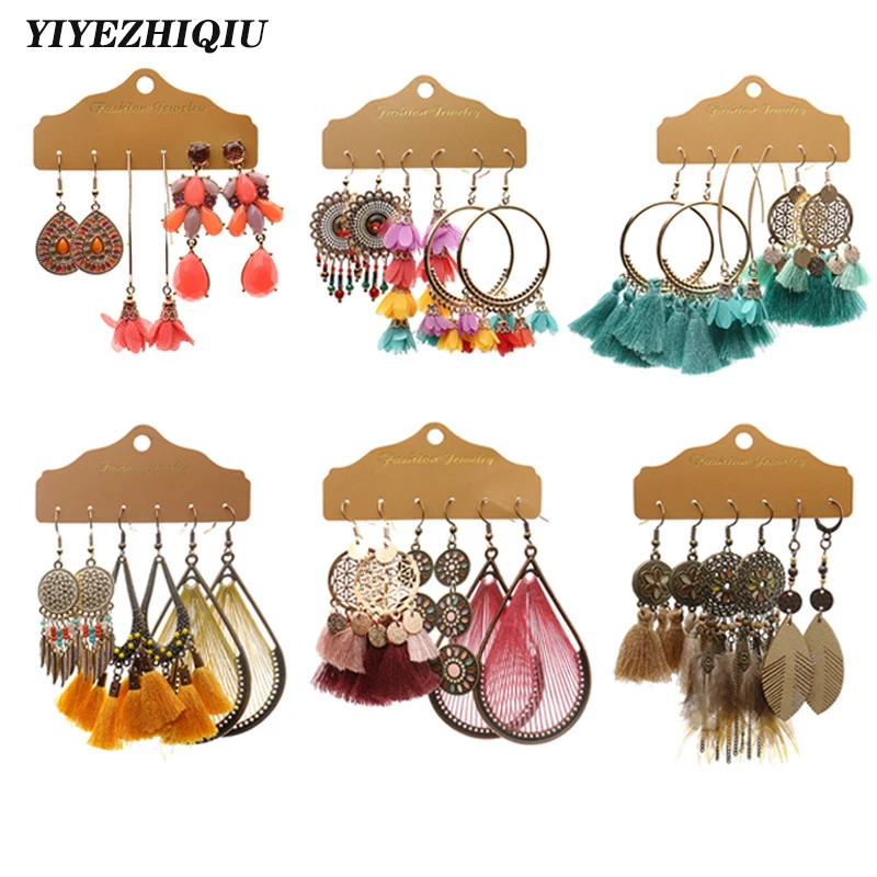 3 пар/уп. в богемном стиле винтажные длинные серьги для женщин этническом Стиль