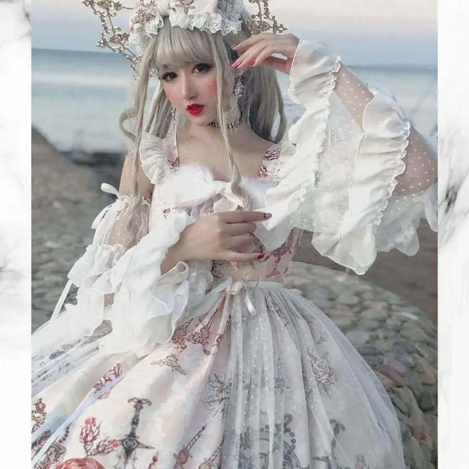 

Gothic lolita Gorgeous Princess Nautical Treasure Vintage Vitorian Tea Party JSK Chiffon Sleeveless dress