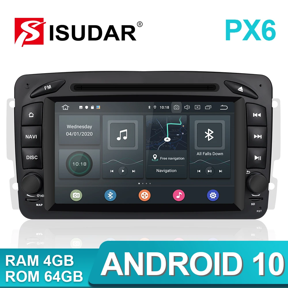 Автомобильный мультимедийный плеер Isudar PX6 2 Din Android 10 GPS для Mercedes Benz CLK W209 W463 W208 Vaneo