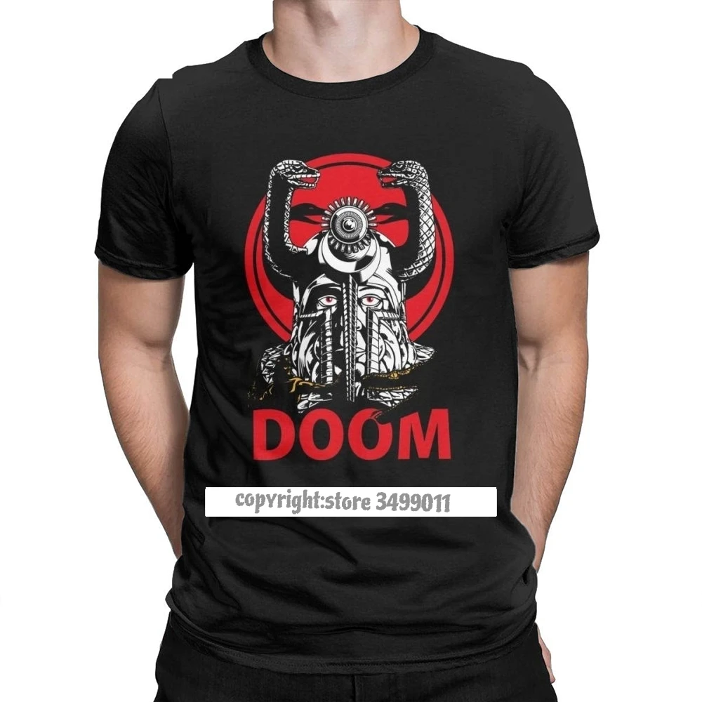 DOOM T Shirt Men Premium Cotton Vintage Tops T Shirt Retro Game Conan Barbarian Thulsa Snake Cult Tshirts Camisas Tops