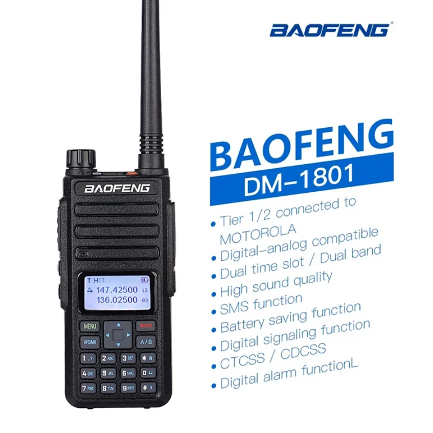baofeng dm 1801 tier 12 dual time slot radio walkie talkie dual band 136 174 400 470mhz digital dmr baofeng dm1801 radio free global shipping