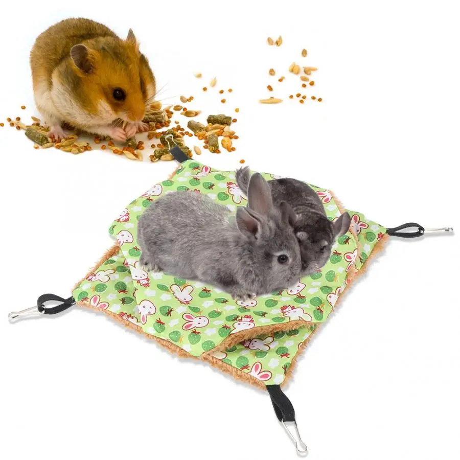 Rat Hamster Toys Warm Pet Sugar Glider Double Layer Hammock Hanging House Squirrel Cage Cave |