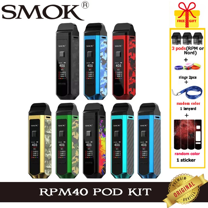 Новый цветной SMOK RPM40 Pod комплект электронных сигарет Vape 1500 мАч об/мин 40 4 3 мл