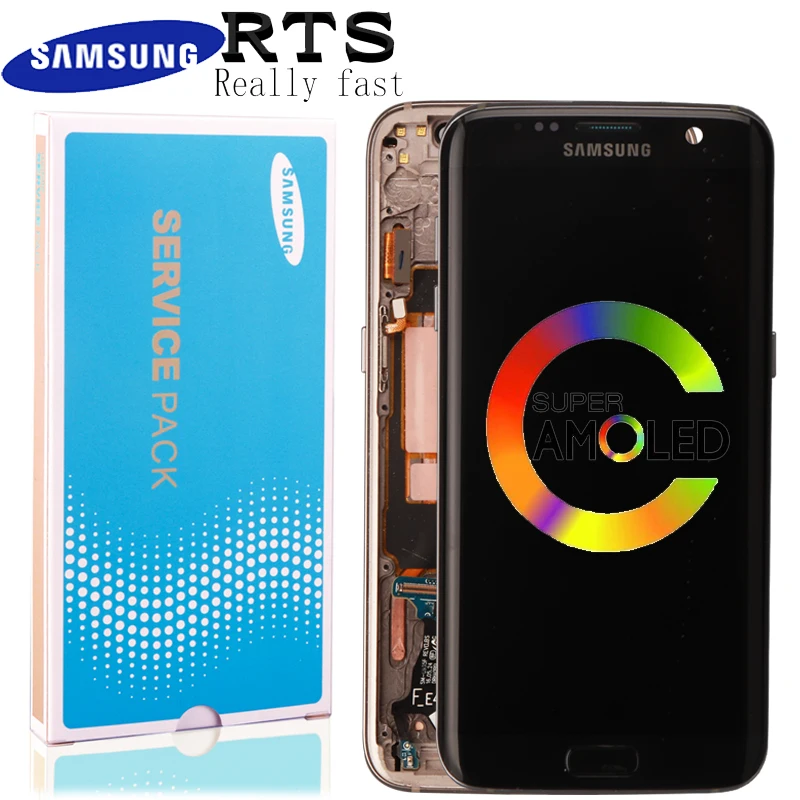 5,5 ''дисплей Супер AMOLED lcd с рамкой для SAMSUNG Galaxy s7 edge G935 G935F кодирующий преобразователь сенсорного экрана в сборе
