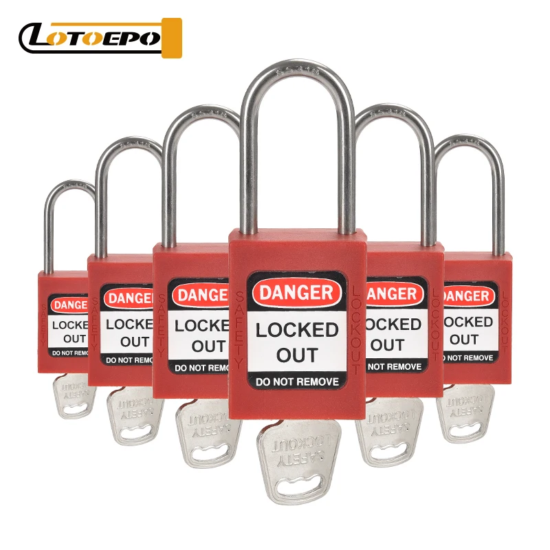 

EP-8521N Lockout Tagout Safety Padlock Sets -Six Colors - 6 Pack - Keyed Differ - OSHA Compliant Loto Locks with 1 Key Per Lock