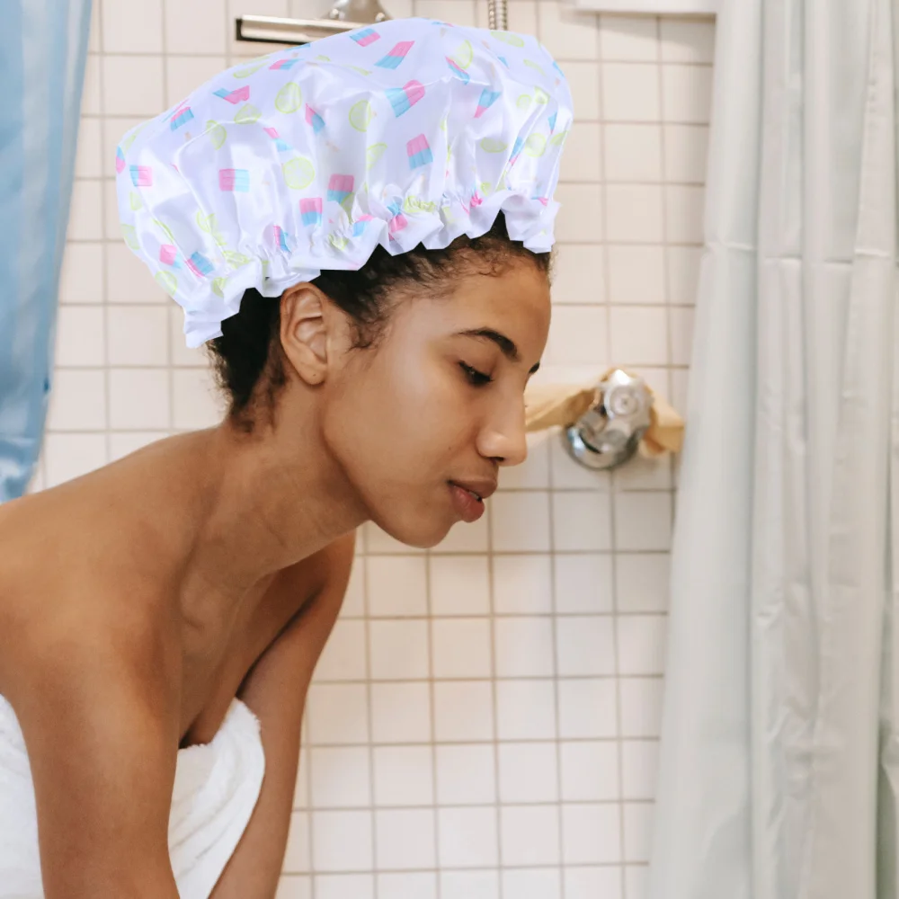 

3pcs Creative Bathing Hats Satin Shower Caps Double-Layer Shower Caps for Lady