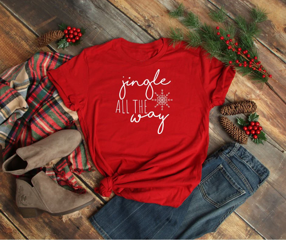 

Funny Slogan Snow Graphic Women Fashion T-shirt Tumblr Aesthetic Tee Art Top Jingle All The Way Christmas Shirt Obsessed Holiday