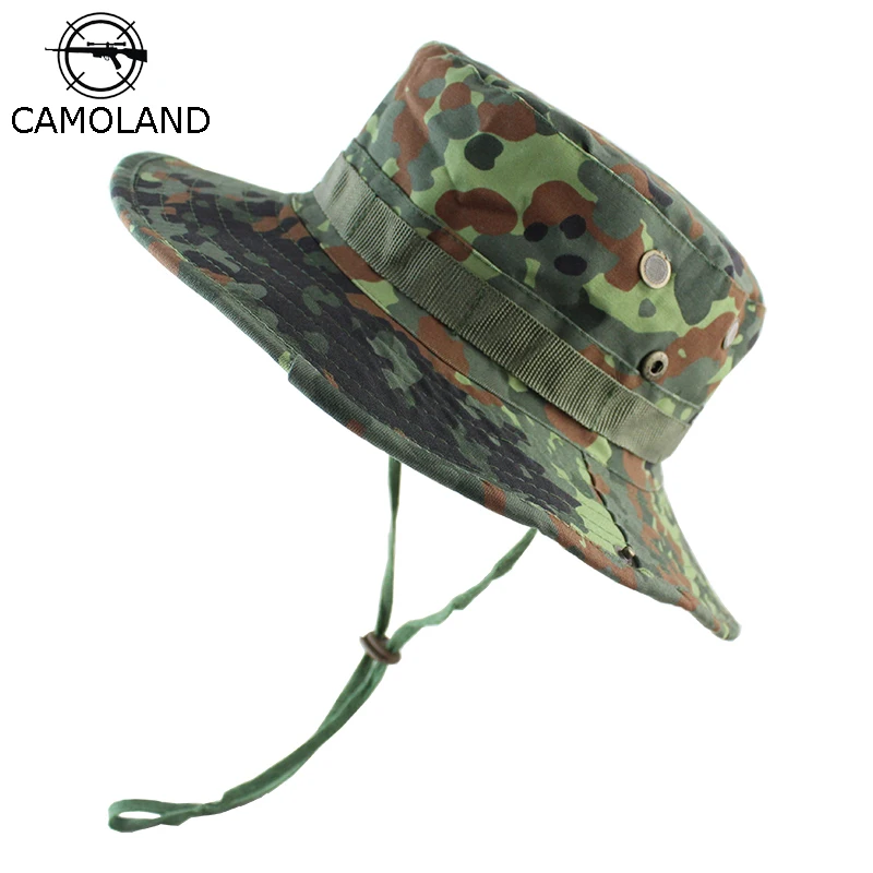 CAMOLAND Camouflage Bucket Hats For Male Panama Hat Tactical Airsoft Sniper Boonie Hat Mens Army Military Outdoor Hiking Hats