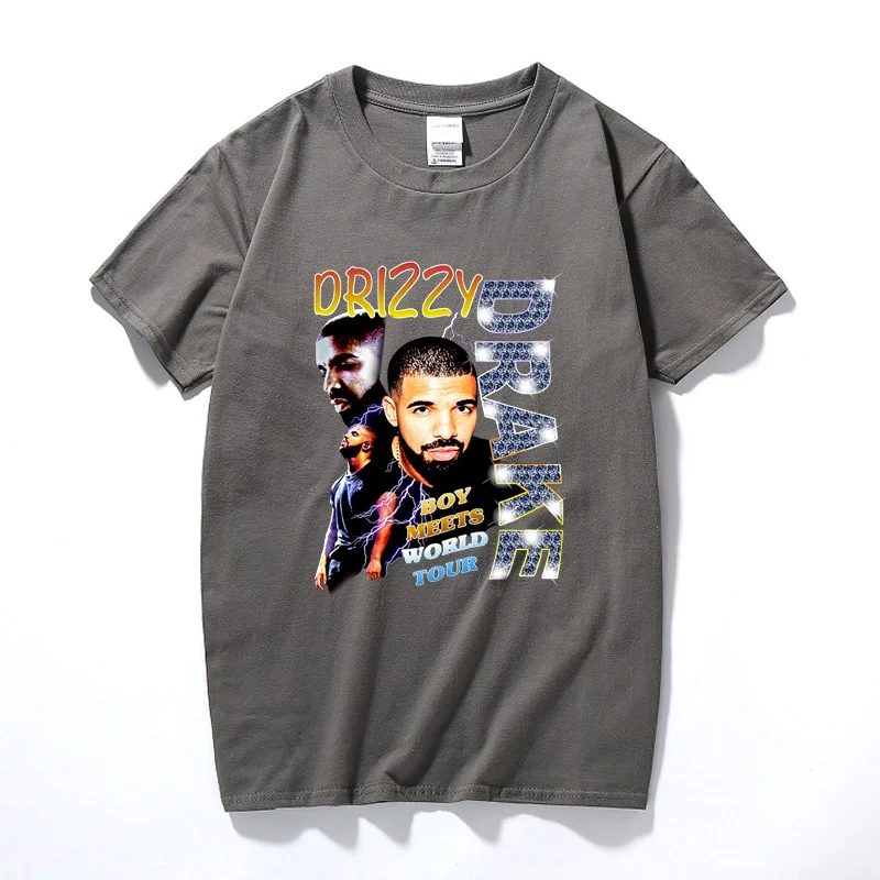Drizzy Drake Boy Meets World Tour Мужская футболка Новая летняя футболка в стиле хип-хоп Camisetas Hombre уличная хлопковая футболка с короткими рукавами